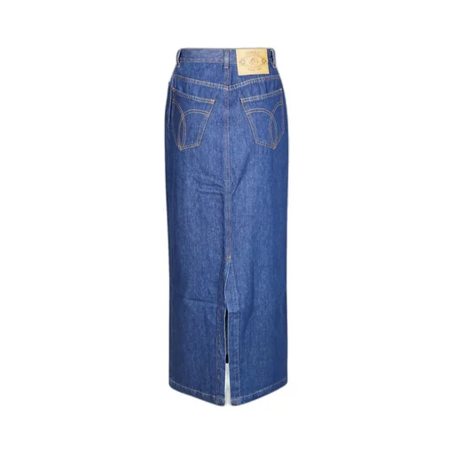 Button-Front Denim Skirt