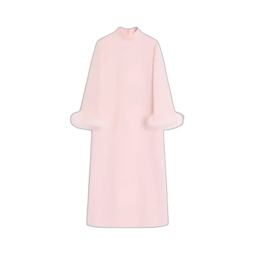 Crepe Couture Dress With Feathers