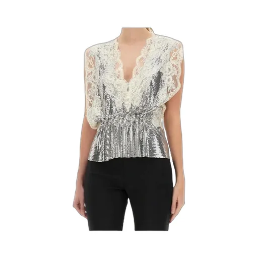Lace Sequin-Embellished Sleeveless Top