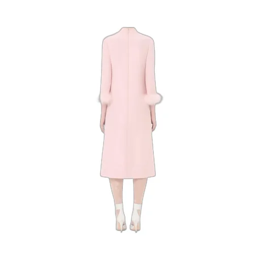 Crepe Couture Dress With Feathers