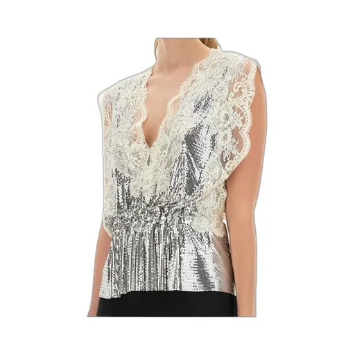 Lace Sequin-Embellished Sleeveless Top
