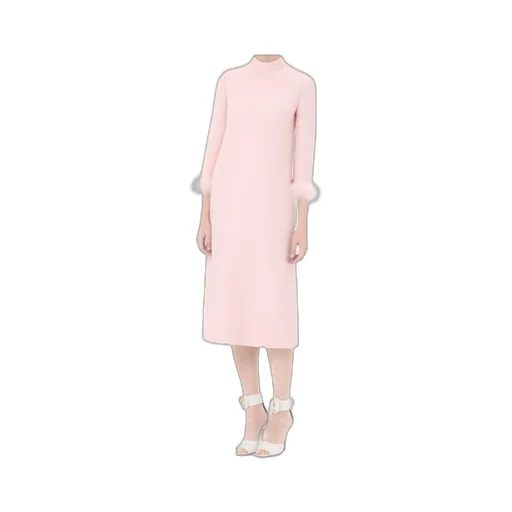 Crepe Couture Dress With Feathers
