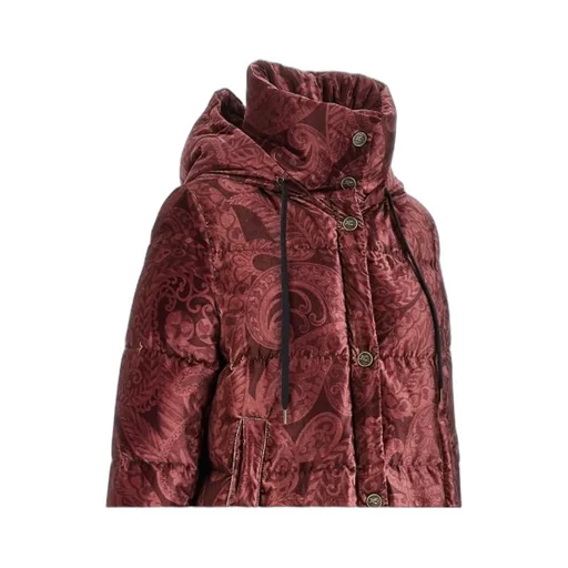 Paisley-Print Velvet Down Jacket
