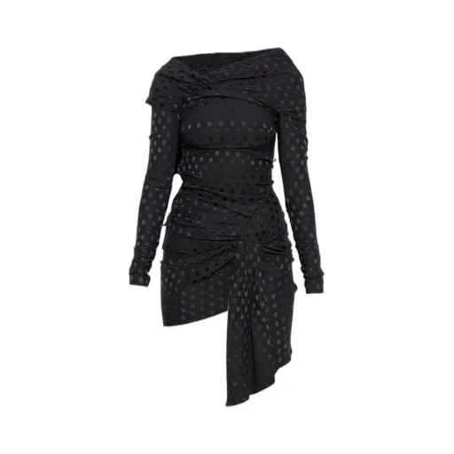 Elara Draped Polka-Dot Mini Dress