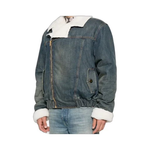 Shearling Zip Denim Jacket