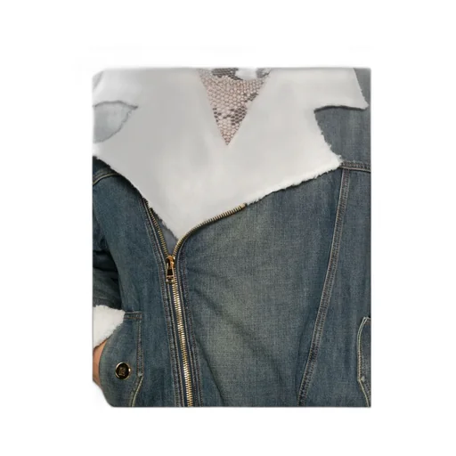 Shearling Zip Denim Jacket