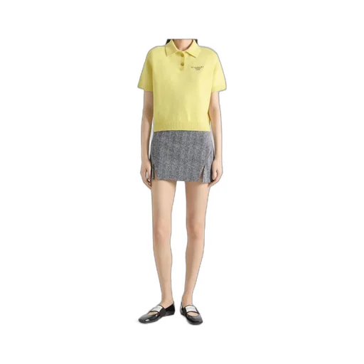 Sliced Mini Skirt In Cotton Herringbone