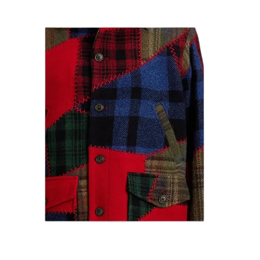 Patchwork Corduroy-Collar Jacket