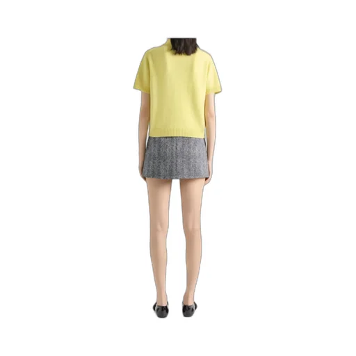 Sliced Mini Skirt In Cotton Herringbone