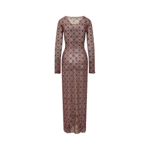 Moonogram Mesh Flock Long Dress