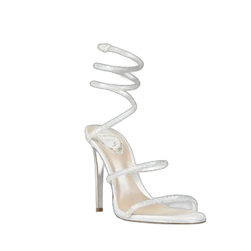 Crystal-Embellished Spiral Sandals