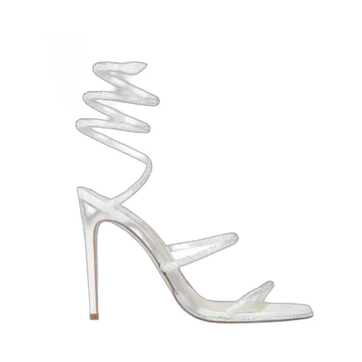 Crystal-Embellished Spiral Sandals