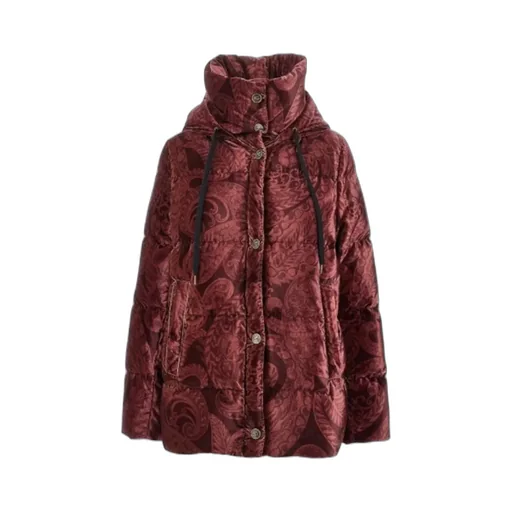 Paisley-Print Velvet Down Jacket