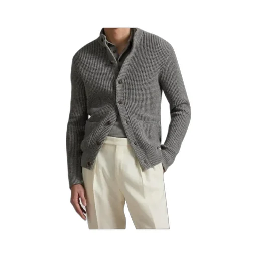 Waffle-Knit Wool-Cotton Cardigan