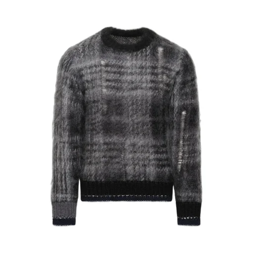 Plaid Mohair Knit Sweater