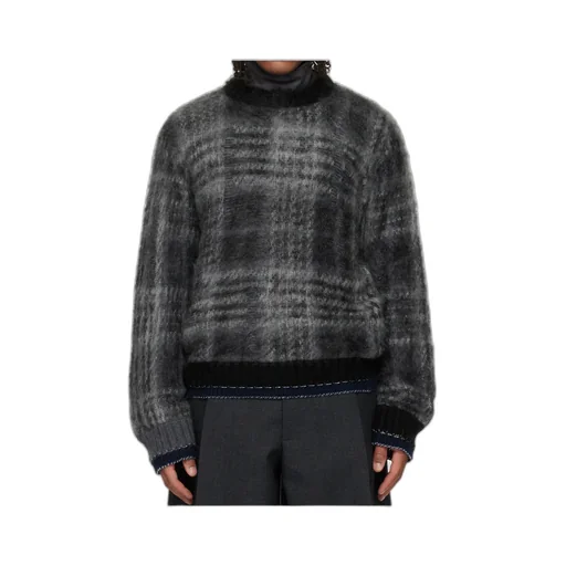 Plaid Mohair Knit Sweater