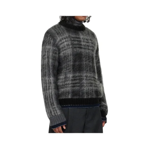 Plaid Mohair Knit Sweater
