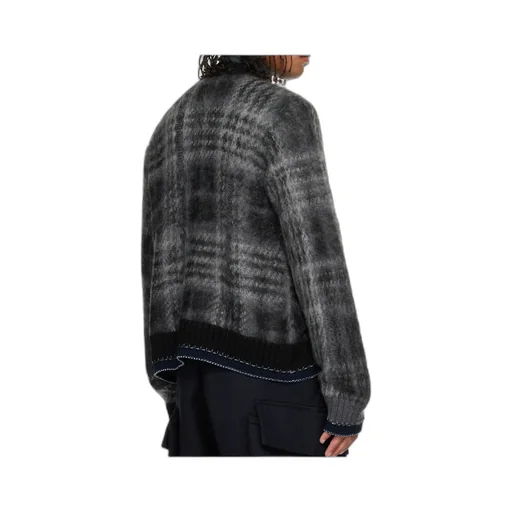Plaid Mohair Knit Cardigan