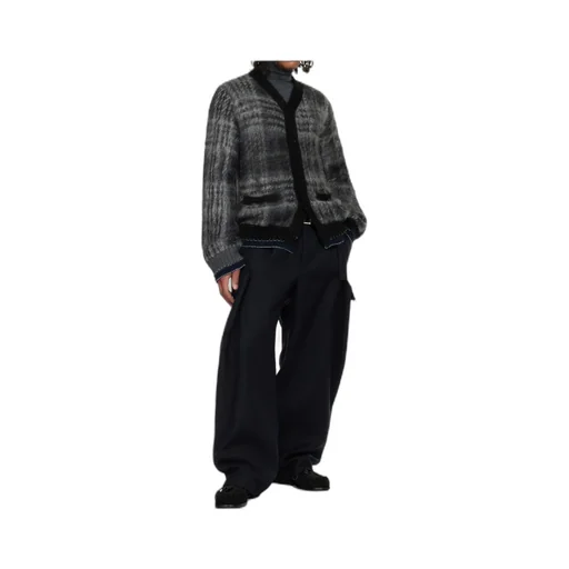 Plaid Mohair Knit Cardigan