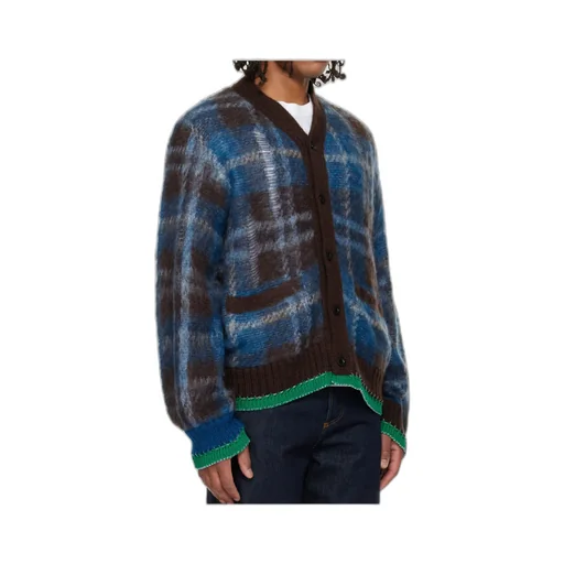 Check Mohair Knit Cardigan