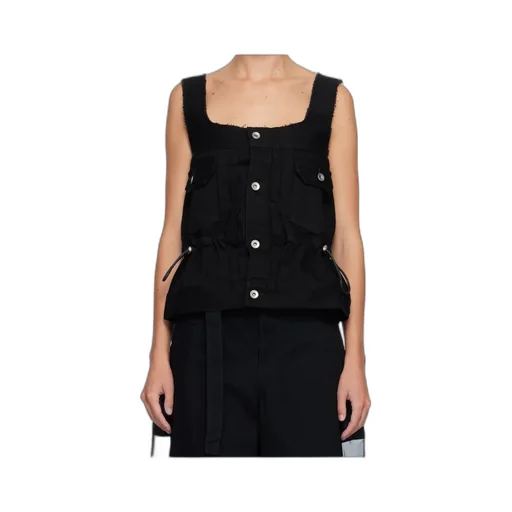 Square Neck Denim Vest