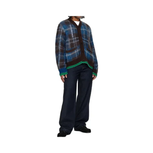 Check Mohair Knit Cardigan
