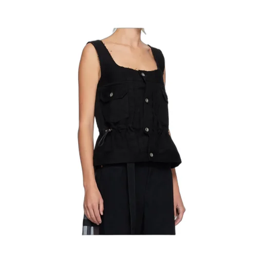Square Neck Denim Vest