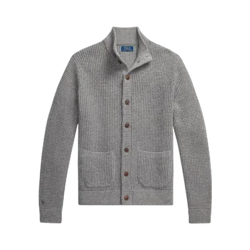 Waffle-Knit Wool-Cotton Cardigan
