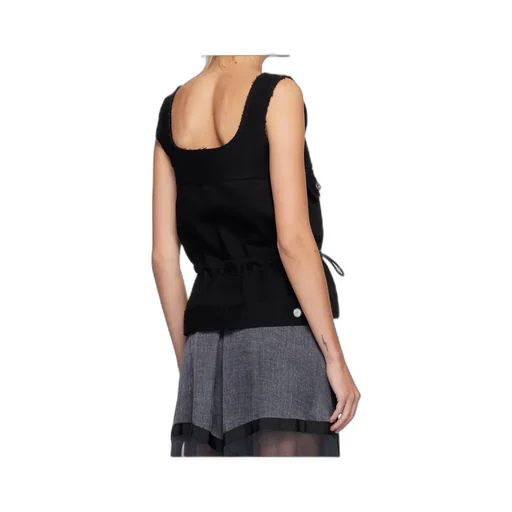 Square Neck Denim Vest