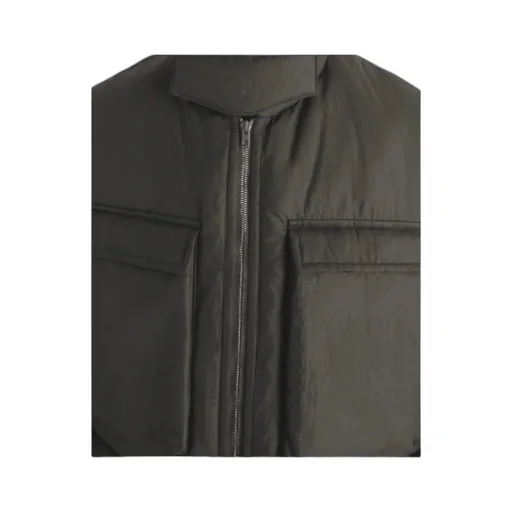 Wadded Zip-Fastening Multiple-Pocket Gilet