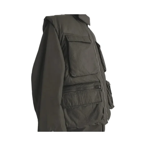 Wadded Zip-Fastening Multiple-Pocket Gilet