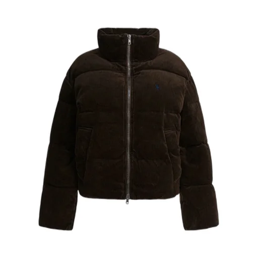 Logo Embroidered Padded Corduroy Jacket