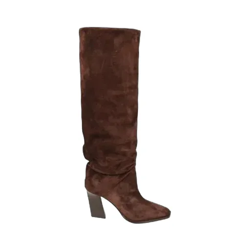 85Mm Square-Toe Suede Knee-High Boots