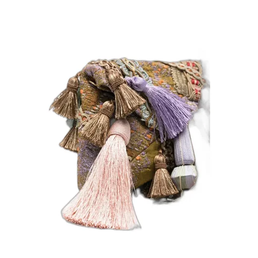 Embroidered Tassel Clutch