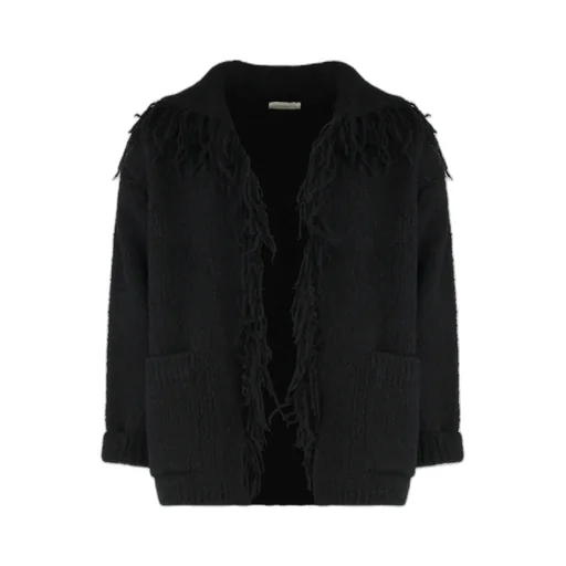 Fringed-Detail Knitted Cardigan