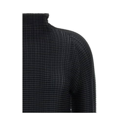 Pleated Turtleneck Blouse