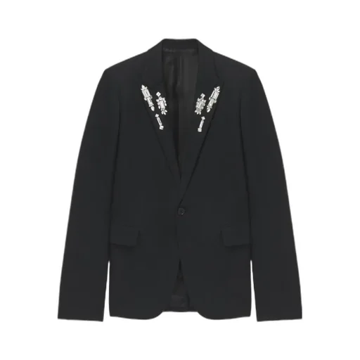 Embellished Mirror Embroidered Single-Breasted Jacket
