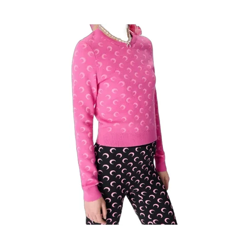Moon Print Plain Weave Knitted Tight Pants