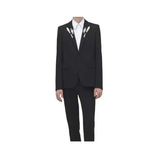 Embellished Mirror Embroidered Single-Breasted Jacket