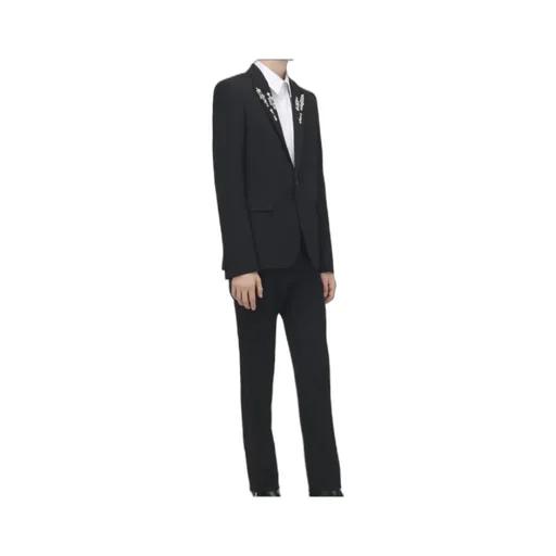 Embellished Mirror Embroidered Single-Breasted Jacket