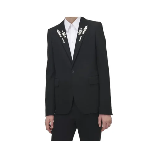 Embellished Mirror Embroidered Single-Breasted Jacket