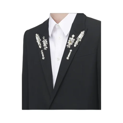 Embellished Mirror Embroidered Single-Breasted Jacket