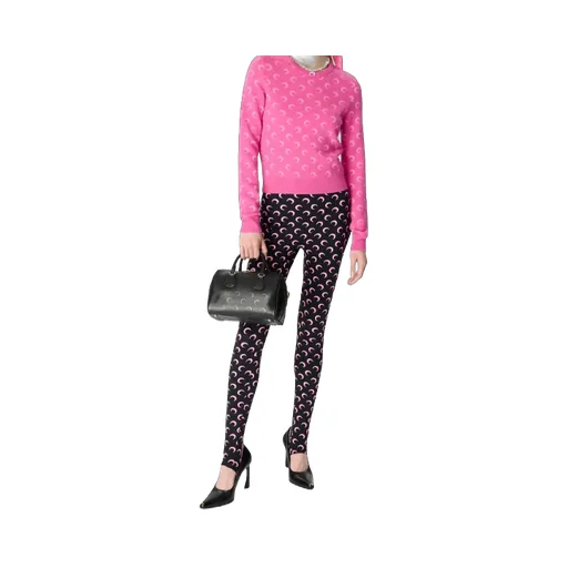 Moon Print Plain Weave Knitted Tight Pants