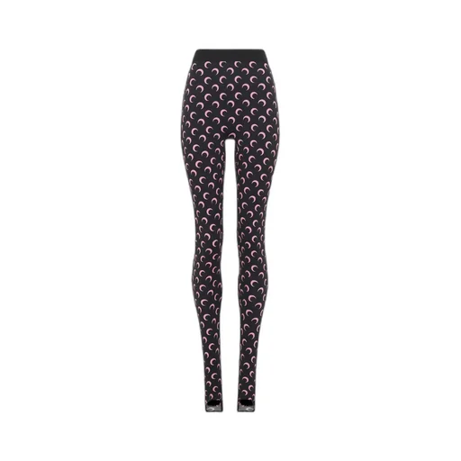 Moon Print Plain Weave Knitted Tight Pants