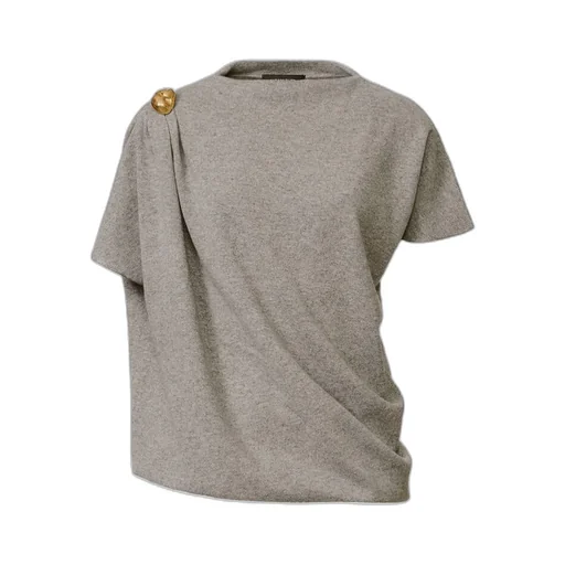 Knitted Sweater With Draped Safety Pins
