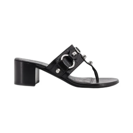 50Mm Studs Buckle Leather Heeled Sandals