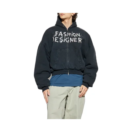 Sprayed Effect Zipped Hoodie