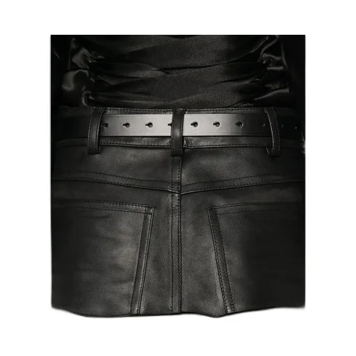 Leather-Panel Midi Skirt
