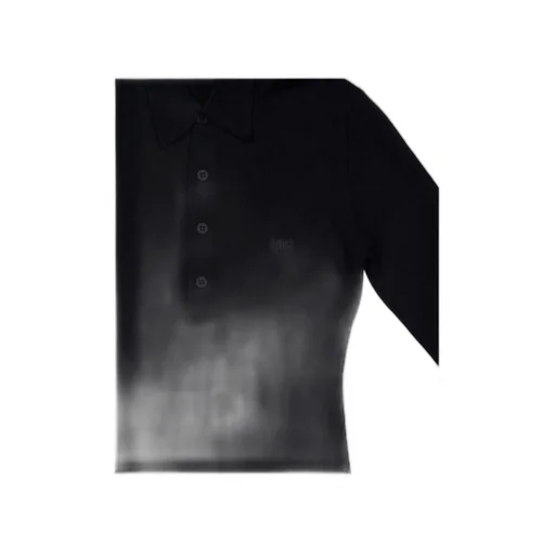 Long-Sleeved Knit Polo Top