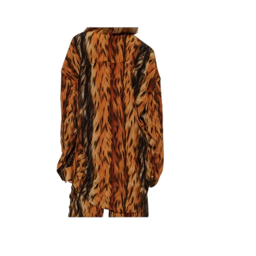 Fur Print Collared Long-Sleeve Shirt